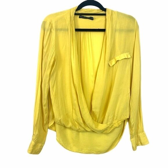 Zara Woman sheer deep V crossover blouse - Picture 2 of 7